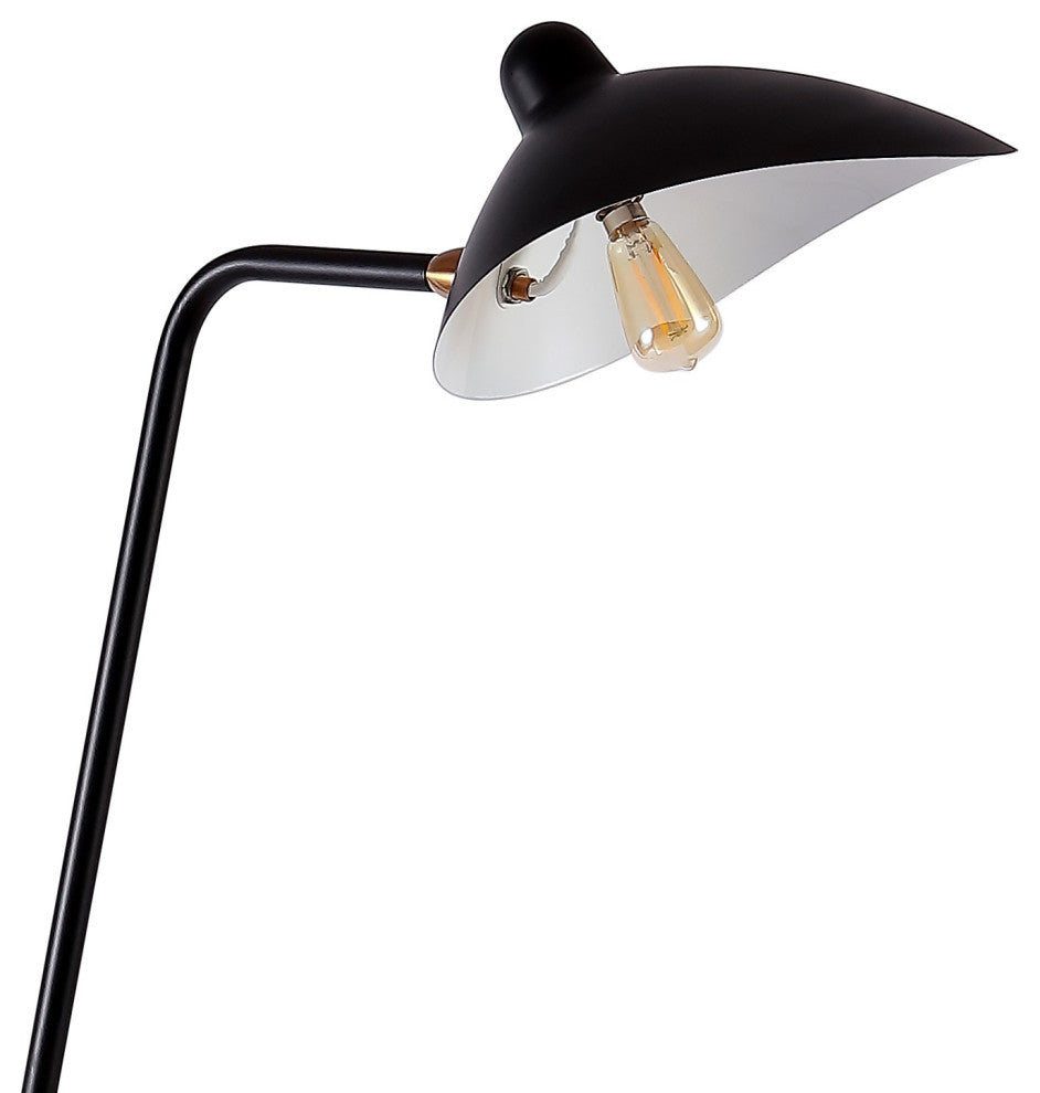 Frank 62" Iron Retro Minimalist LED Floor Lamp, Black by JONATHAN  Y