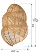 Wicker Coiled Shell Pendant Lamp, Handwoven, Natural Brown