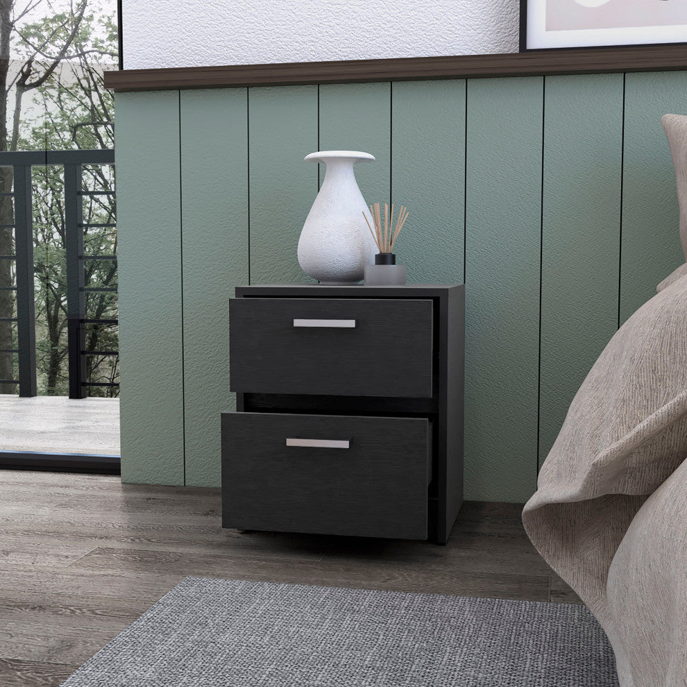 Myrtle 2-Drawer Nightstand, Black