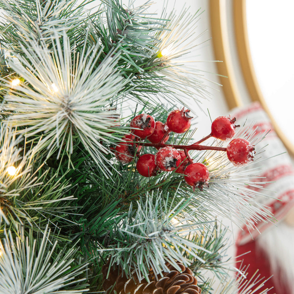 Pre-Lit Pine Artificial Christmas Tree, 5', Pinecones/Berries