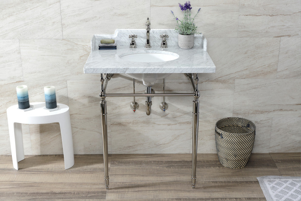 Kingston Brass LMS3022M86 30" Carrara Marble Console Sink, Legs