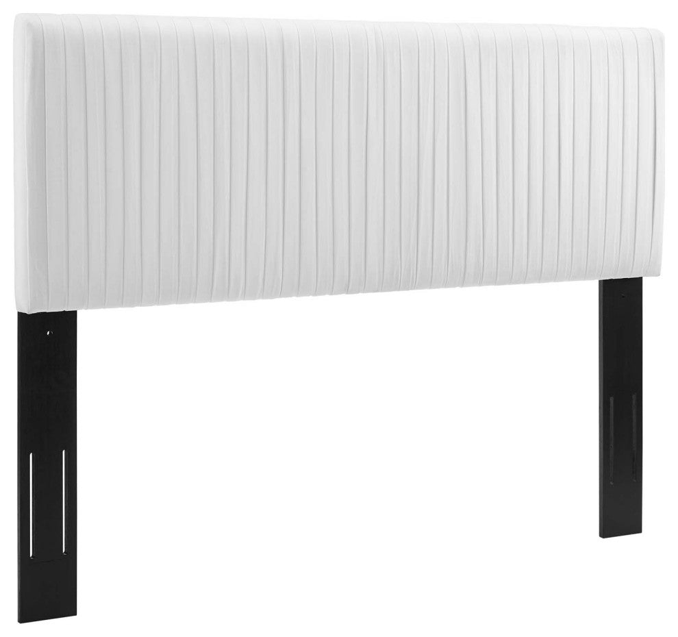 Eloise Channel Tufted Performance Velvet Twin Headboard-White