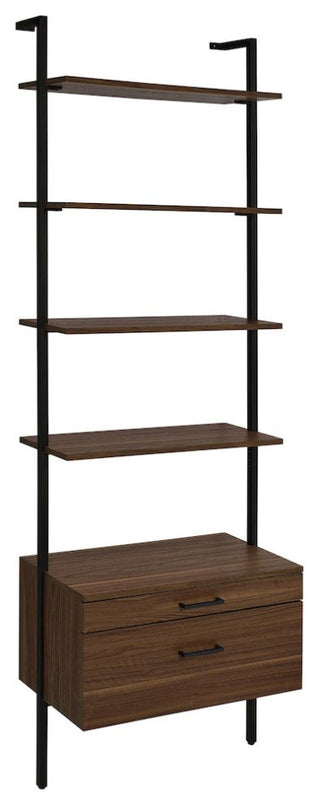 Owens 96-inch 4-shelf Storage Wall Bookshelf Walnut
