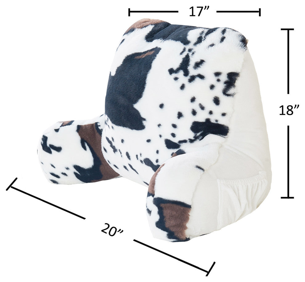 Home Soft Things Animal Pattern FauxFur Bedrest Shell, NO INSERT, Cows Flowers, 20" X 18" X 17"