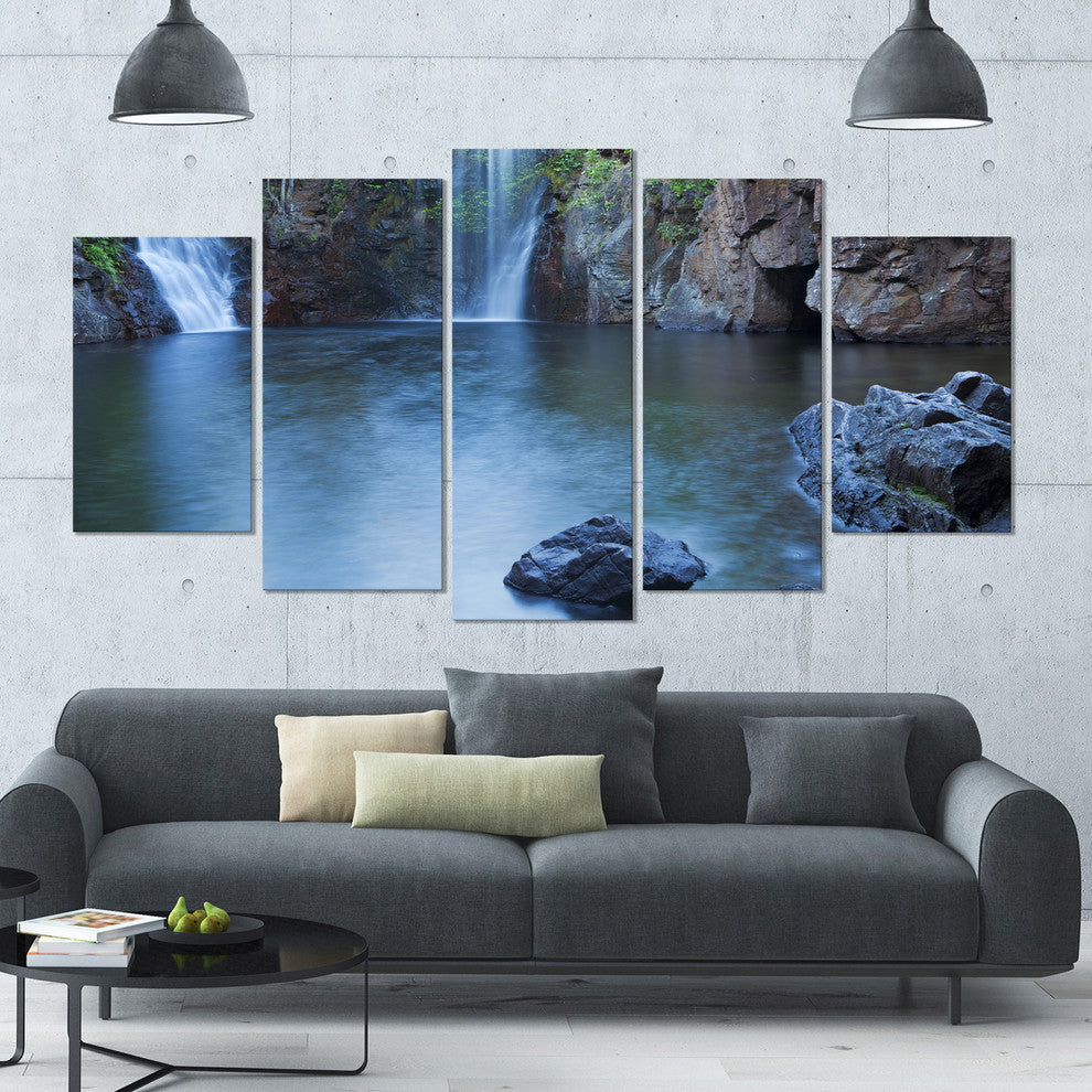 Florence Falls in Litchfield, Landscape Canvas Art Print, 60"x32", 5 Panels