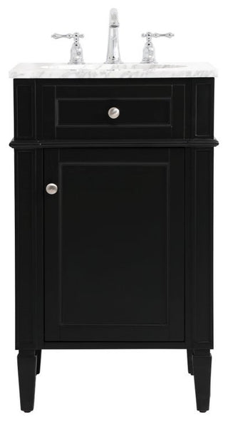 Home Living Vanity with Carrara White Marble Countertop, Black, 21", Single Sink
