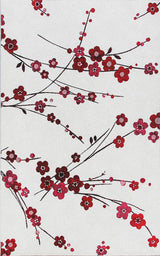 Infinity Cherry Blossom Rug, Ivory/Red, 5'3"x7'7"