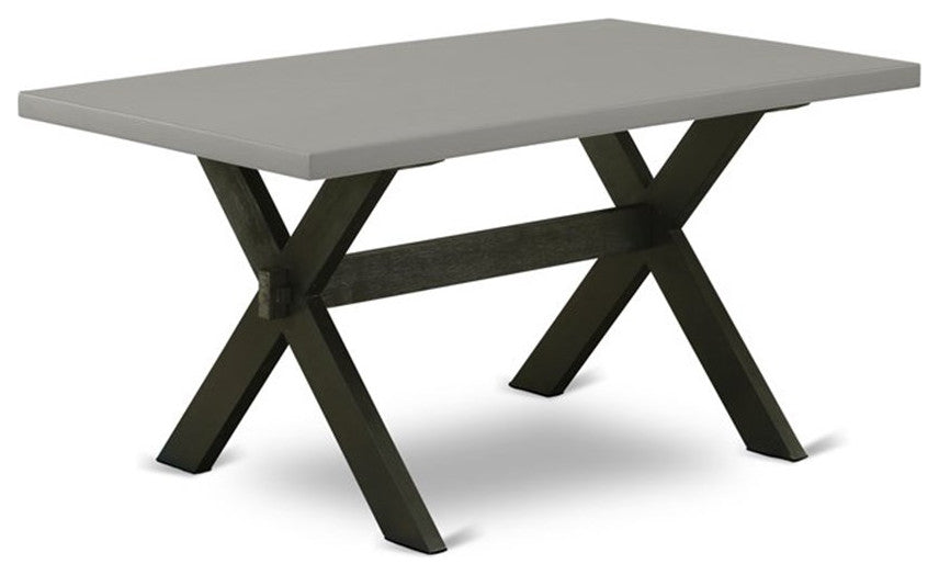 5-Piece Dining Set, 4 Chairs and Table With Cement Color Table Top, Black