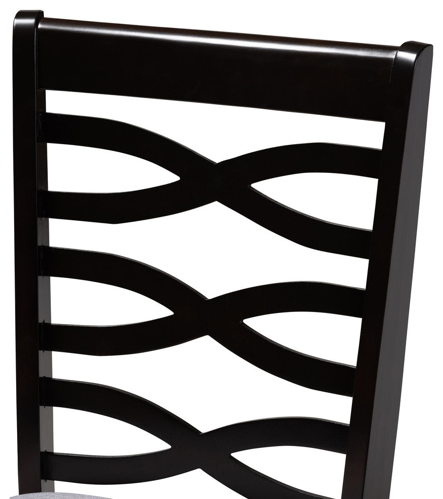 Brande Gray Fabric Espresso Brown Finish Dining Chairs, Set of 4