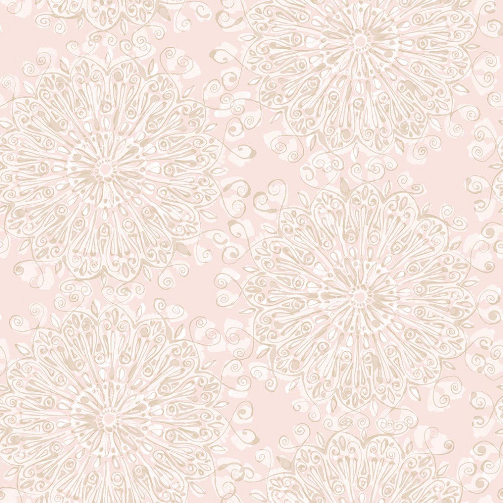 Viennese Medallion Wallcovering, Blush, Roll, Traditional