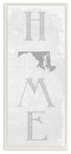 Maryland Home State Map Grey Te"xtured Word Design, 7"x17"