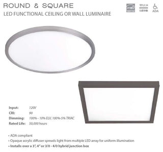 Square LED 7" Flush Mount 3500K, Bronze