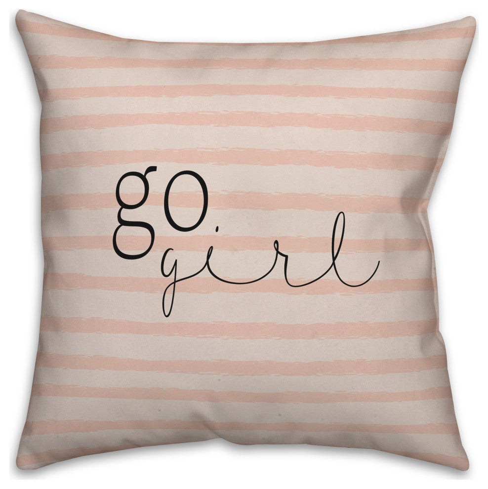 Go Girl Stripes 18x18 Spun Poly Pillow