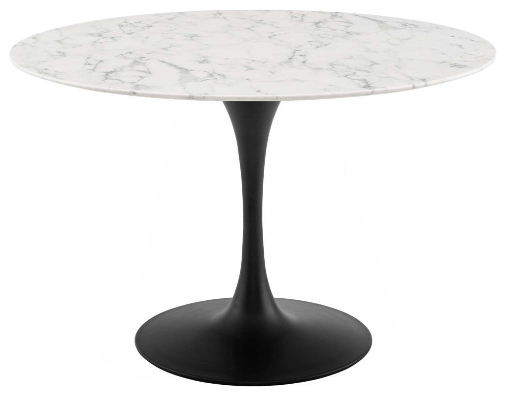 Lippa 47" Round Artificial Marble Dining Table by Modway