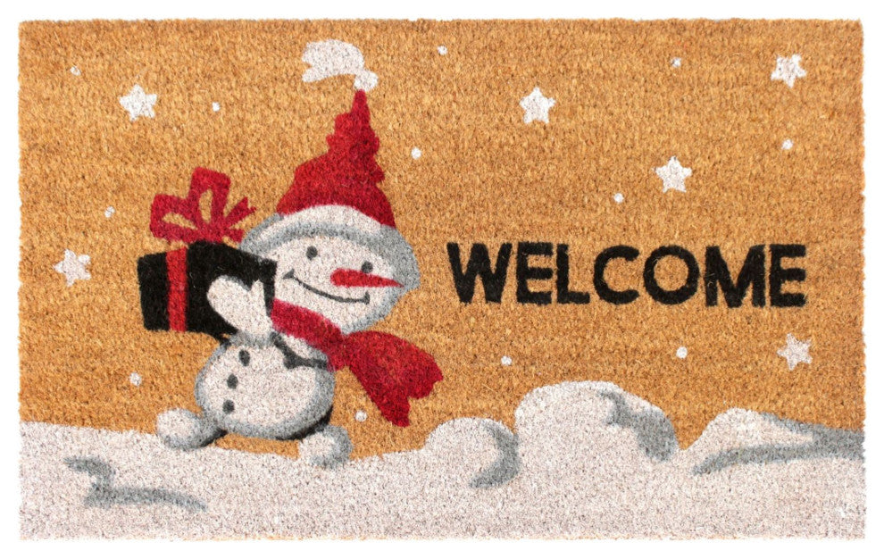 White Machine Tufted Holiday Snowman Welcome Doormat, 18"x30"