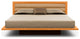 Moduluxe 29" Cal King Bed With Upholstery, Natural Cherry, Sand Microsuede