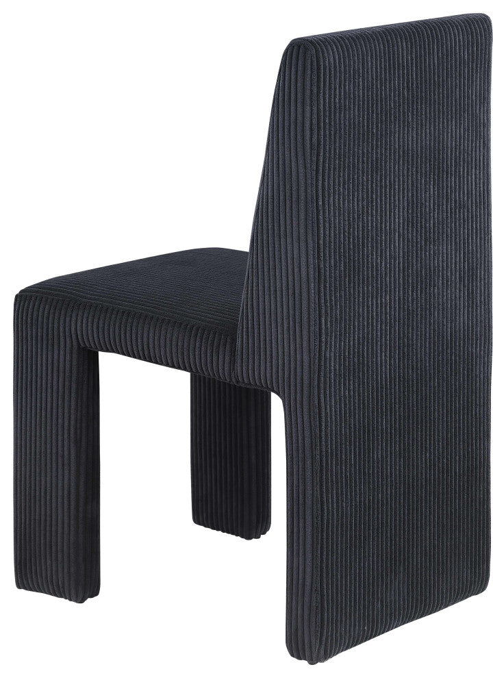 Benson Upholstered Dining Chair, Black, Microsuede Corduroy