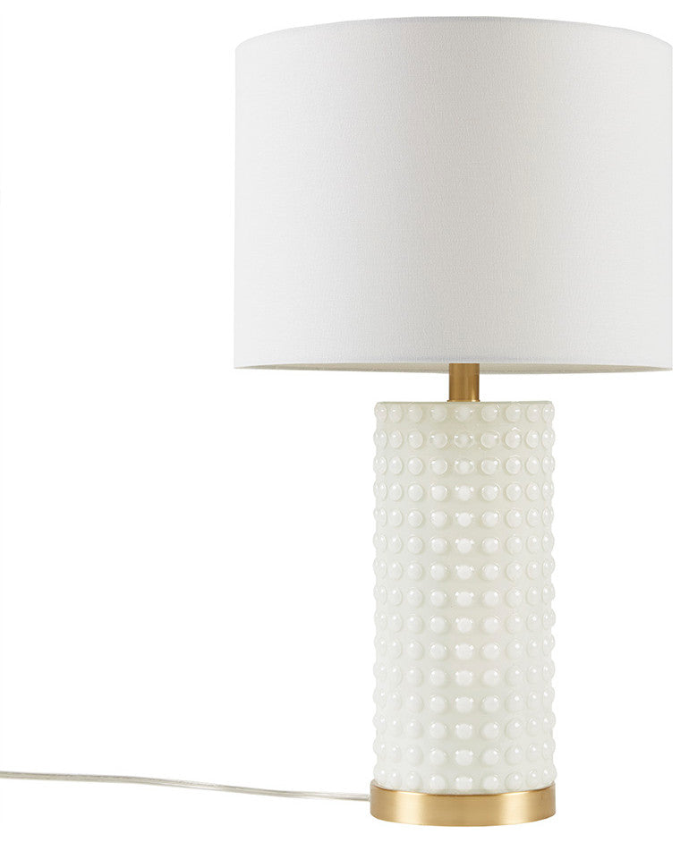 INK+IVY Grace Ivy Textured Dot Table Lamp, White/Gold