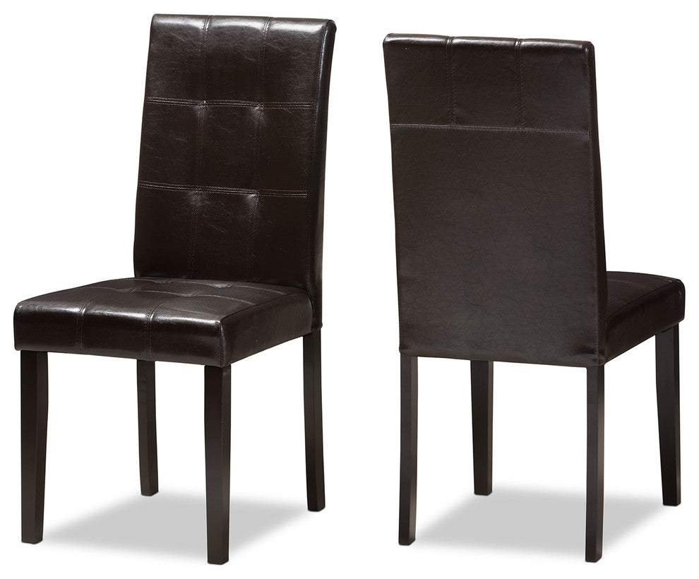 Avery Modern Dark Brown Faux Leather Upholstered 5-Piece Dining Set