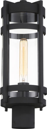 Tofino One Light Post Lantern, Textured Black / Clear Glass