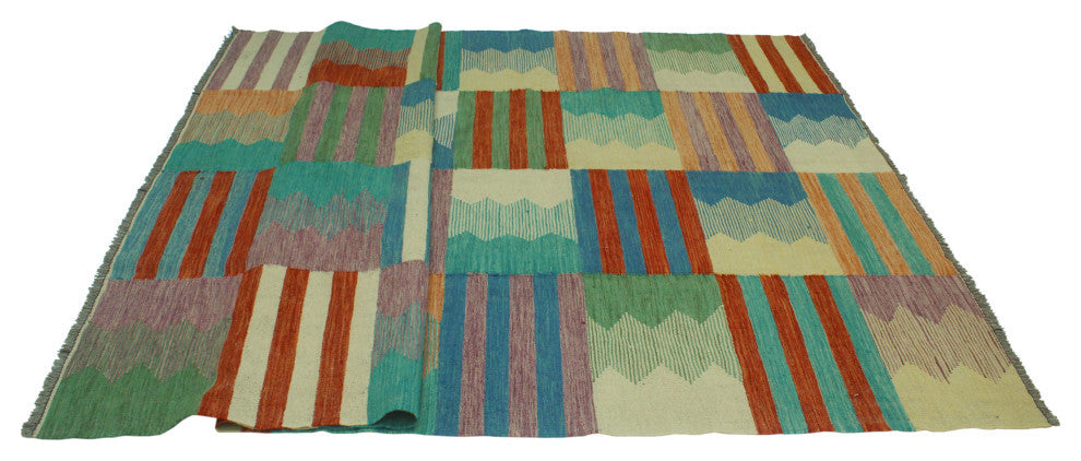Winchester Kilim Inju Blue/Beige Rug, 6'6x9'10