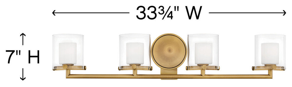 Hinkley Rixon Large Four Light Vanity, Heritage Brass