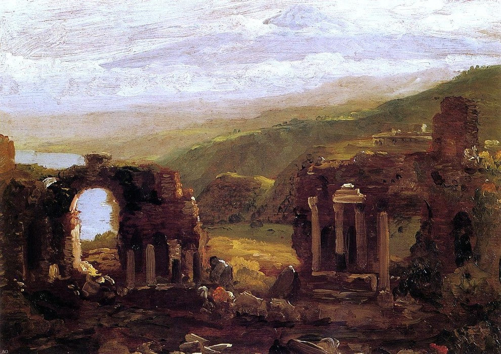 Thomas Cole The Ruins of Taormina, 18"x27" Wall Decal