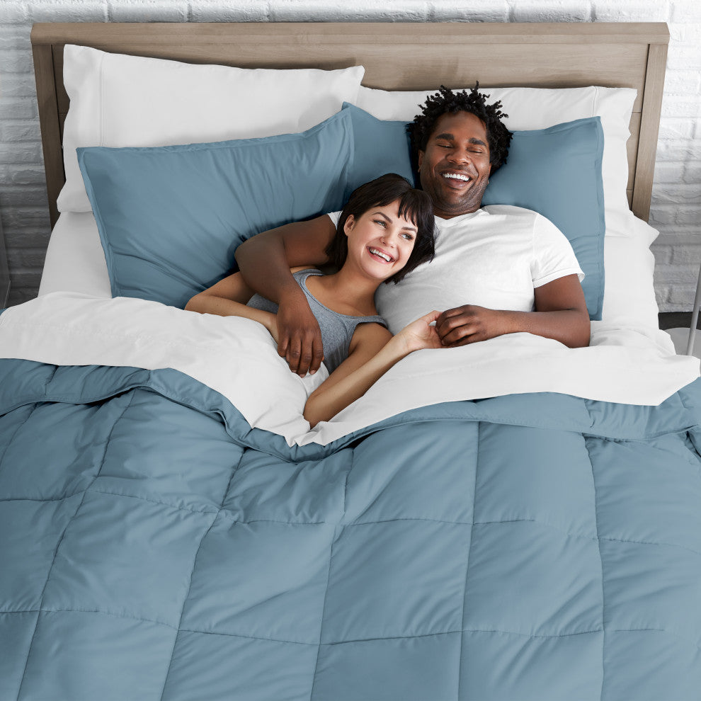 Bare Home 7-Piece Queen, King & Cal King Bed-in-a-Bag, Coronet Blue, White, Quee