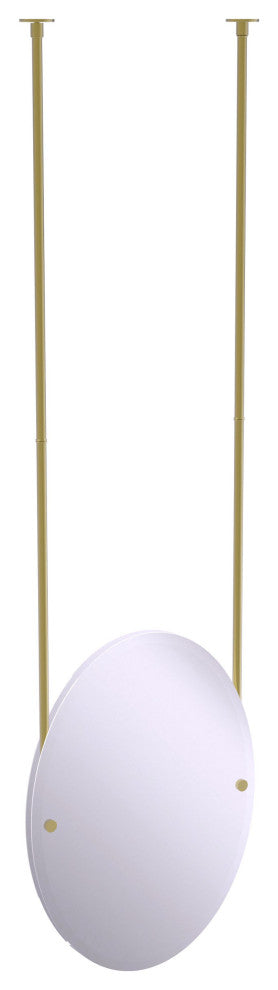 Frameless Oval Ceiling Hung Mirror with Beveled Edge, Satin Brass