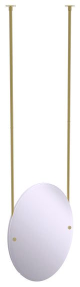 Frameless Oval Ceiling Hung Mirror with Beveled Edge, Satin Brass