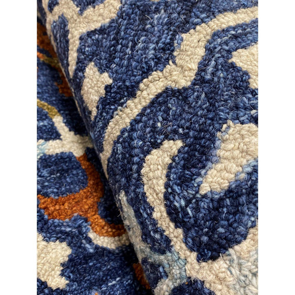 7" x 9" Blue Decorative Lattice Area Rug