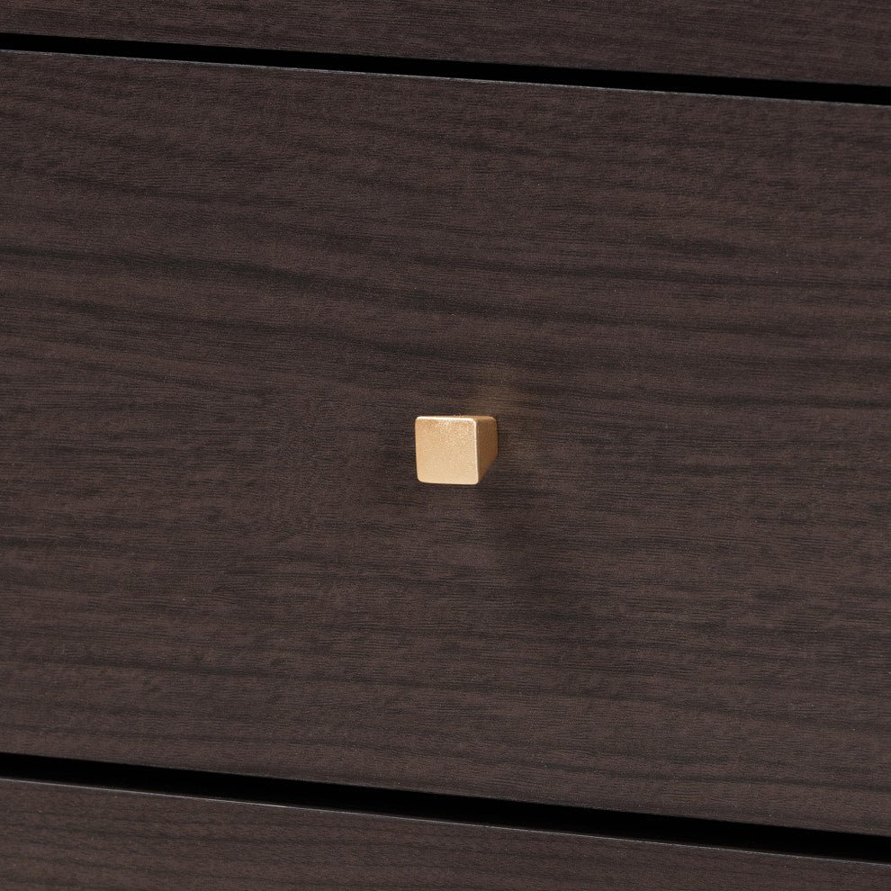 Warner Modern Espresso Brown Finished Wood and Gold Metal 8-Drawer Dresser