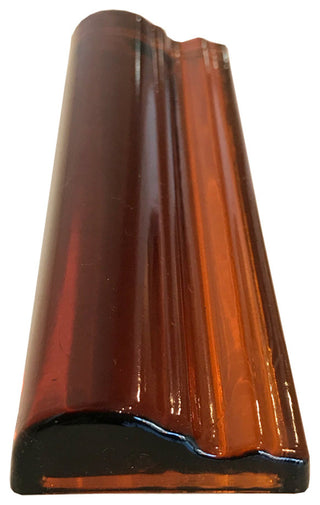 2x6 Chair Border Hand Poured Glass Tile, Amber