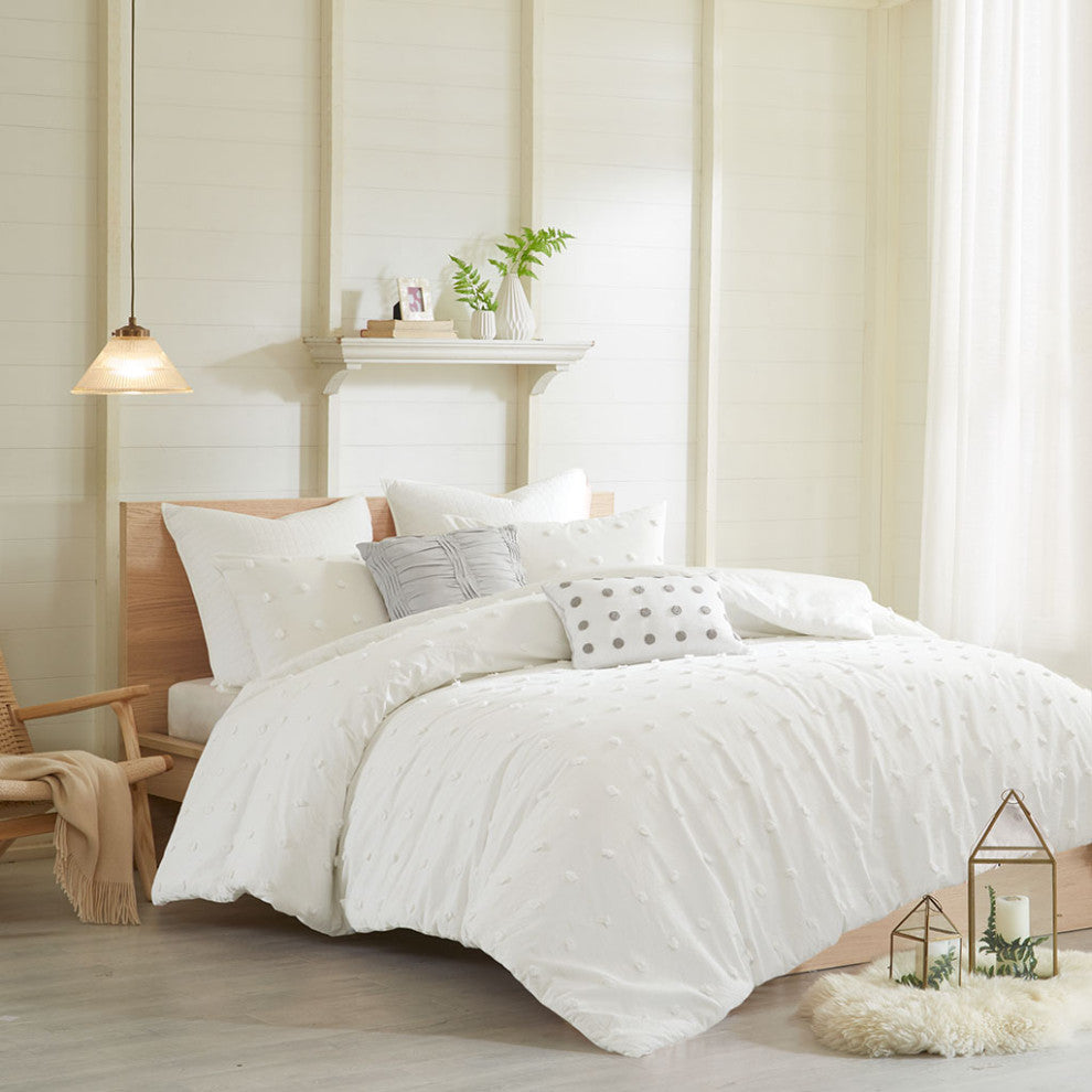 Urban Habitat Brooklyn Pom-Pom 7-Piece Duvet Cover Set, Ivory