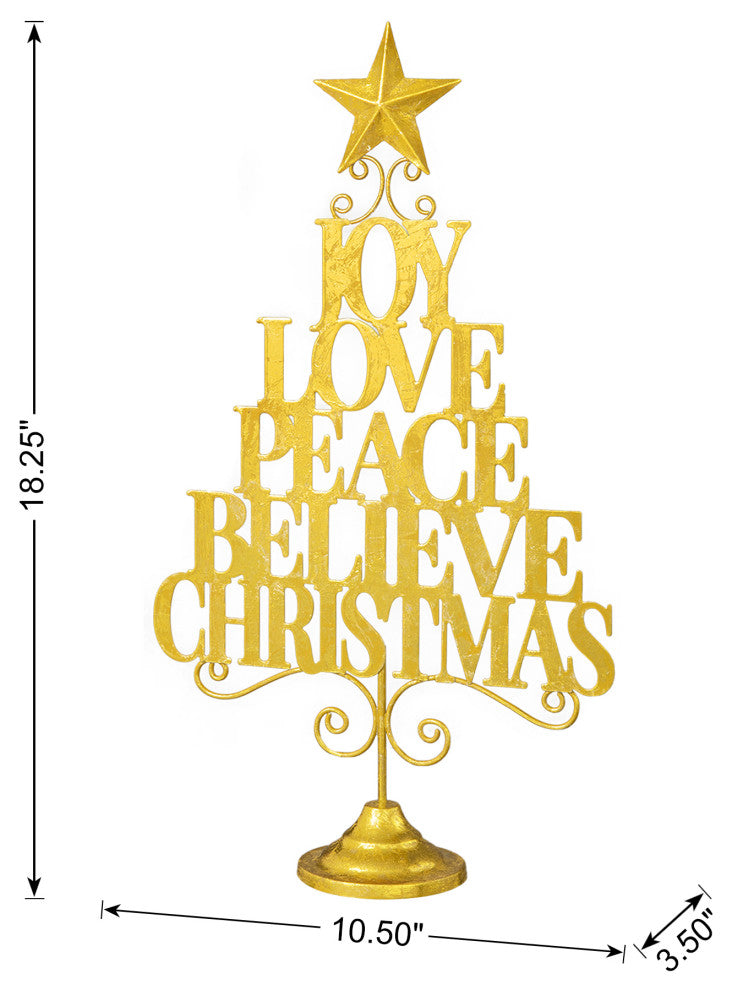 18.25"H Metal Gold Foil Christmas Table Tree