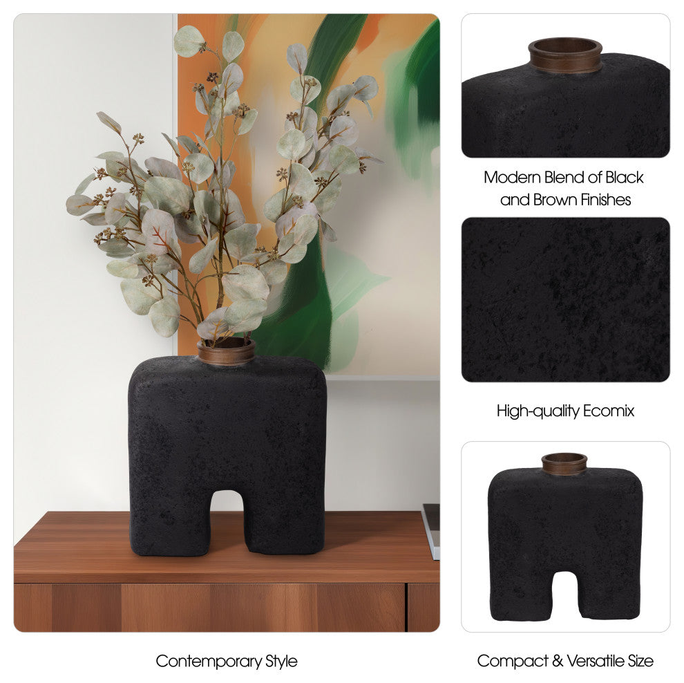 Ecomix, 13"H Abstract Vase, Black