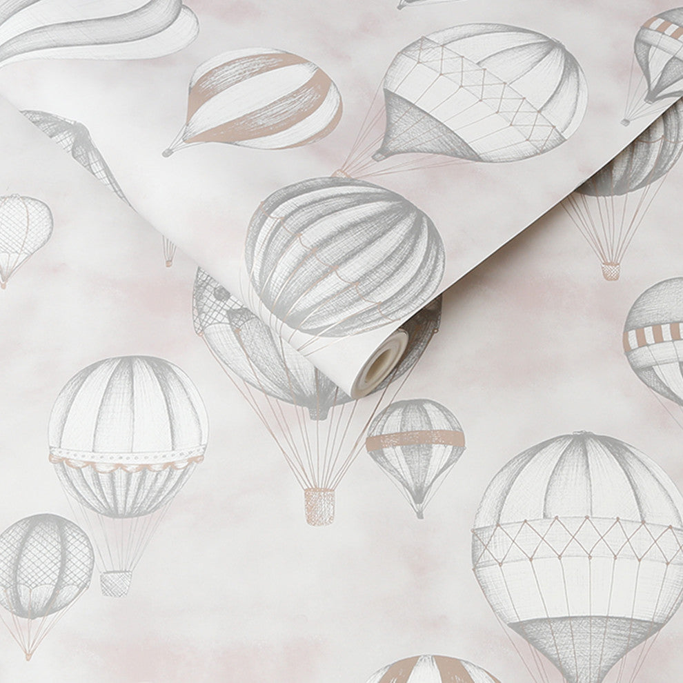 Balloon Fiesta Grey and Rose Gold Wallpaper