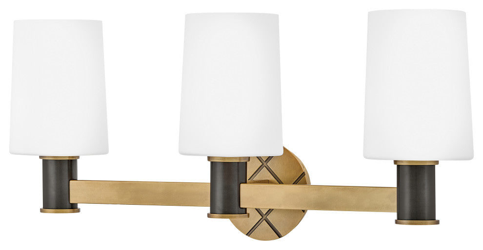 Hinkley Declan Medium Three Light Vanity, Heritage Brass