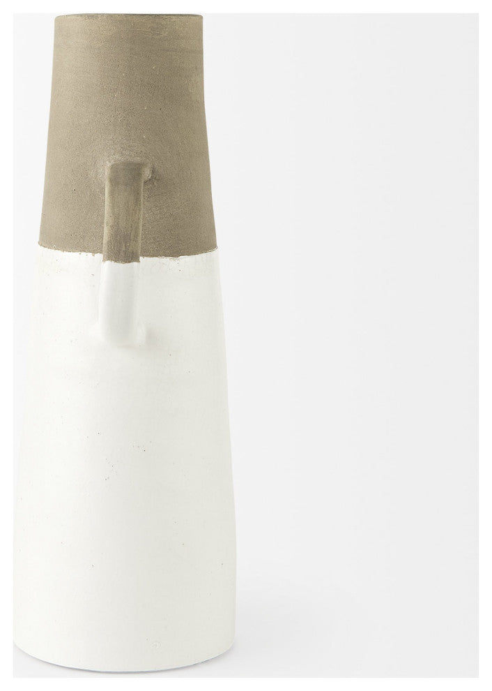 16" Rustic Organic White and Natural Decorative Jug