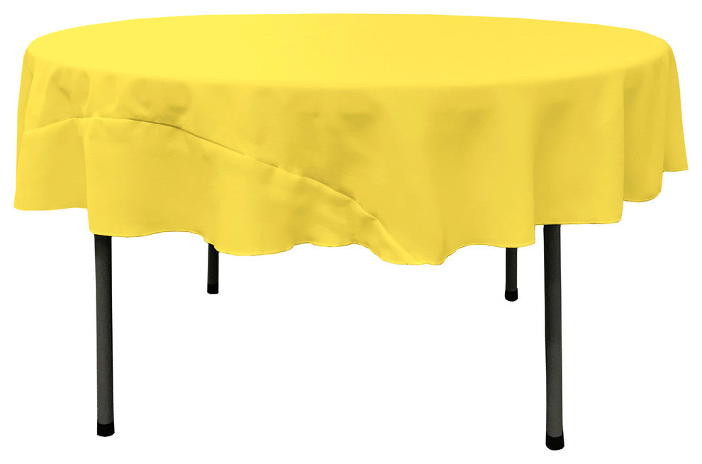 LA Linen Round Polyester Poplin, Light Yellow, 72" Round