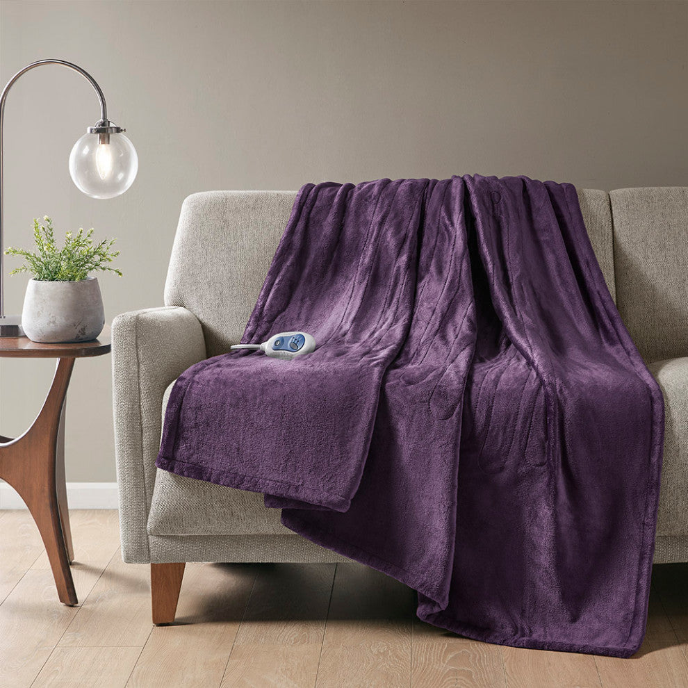 Beautyrest Heated Plush Plush Heated Throw, Purple