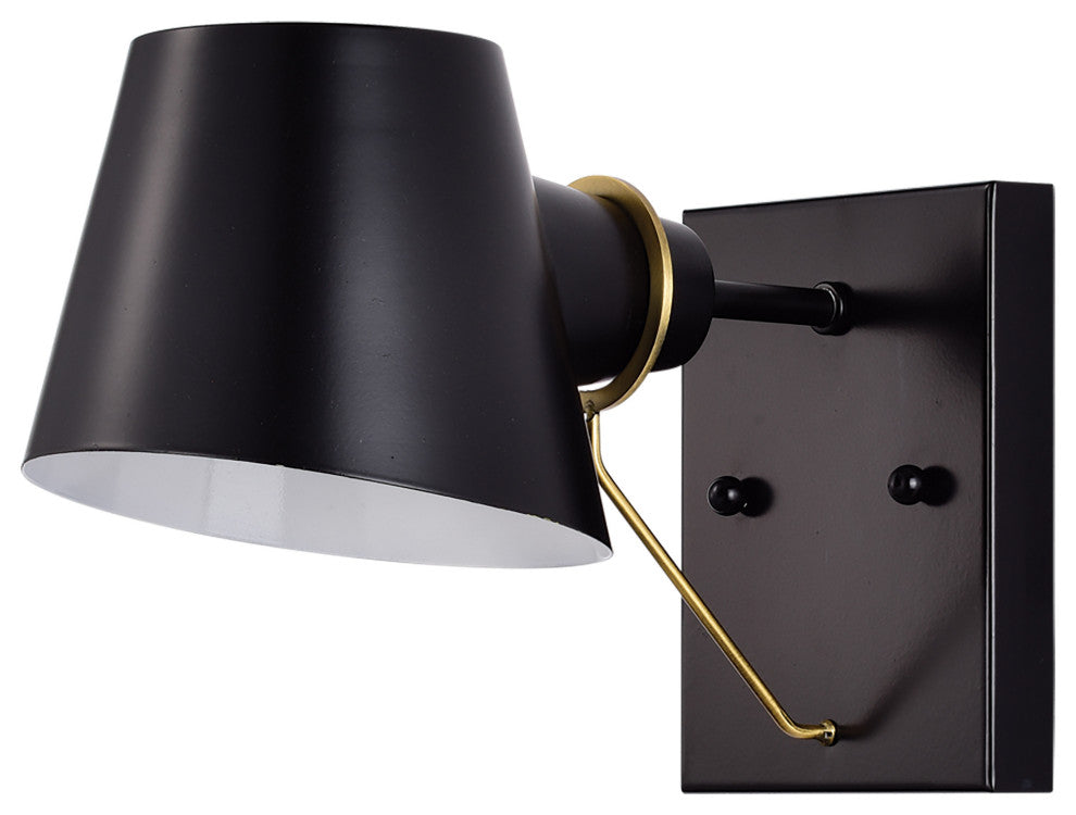 Baxter 1-Light Vanity, Black With Burnished Brass