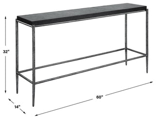 Uttermost 22969 Crescendo 60"W Concrete and Metal Table - Dark Silver / Black