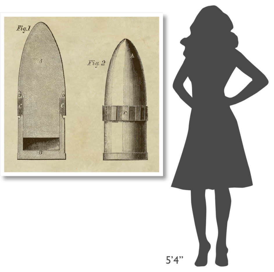 "Improved Artillery Shell" Digital Paper Print by Inventions, 42"x42"