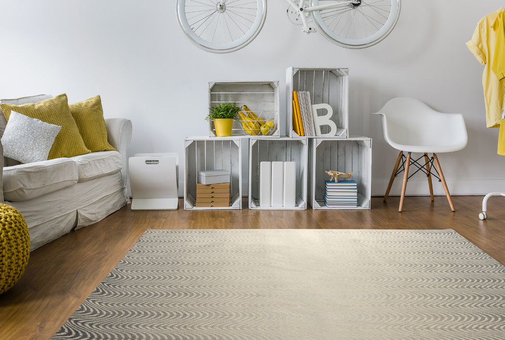 Gray Ombre Tile Contemporary Modern Area Rug, 5'x7'