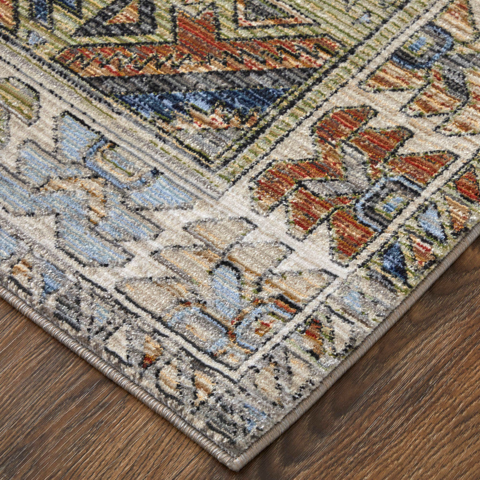 Claymore R39P0 Transitional/Casual/Industrial Runner, Ivory/Multi, 2'6"x7'3"