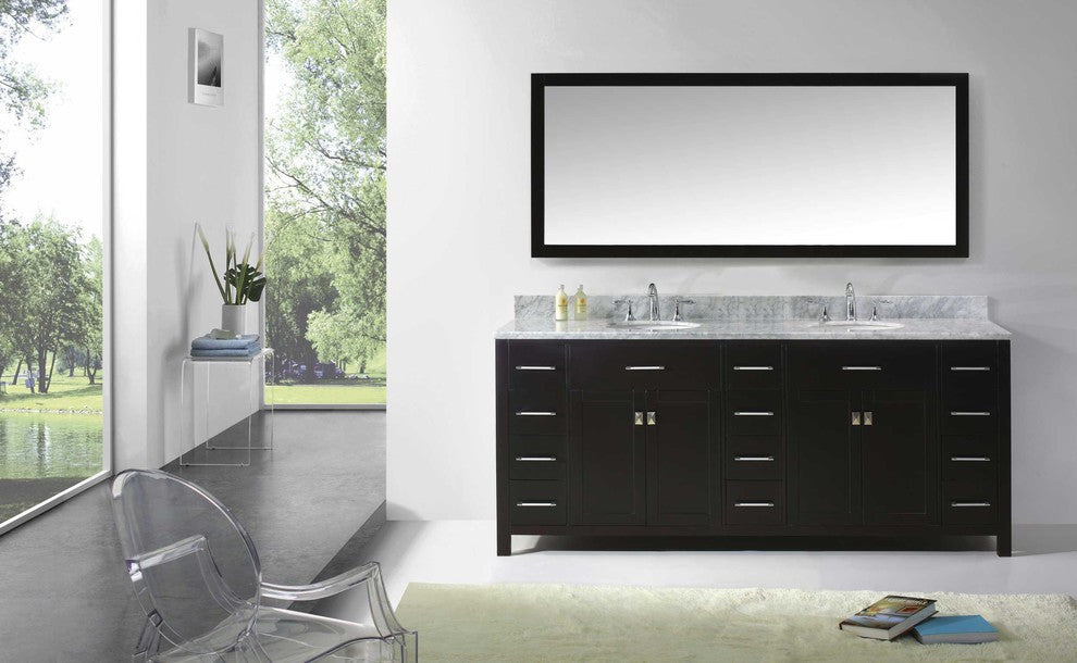 Caroline Parkway 78" Double Bathroom Vanity Cabinet, Espresso