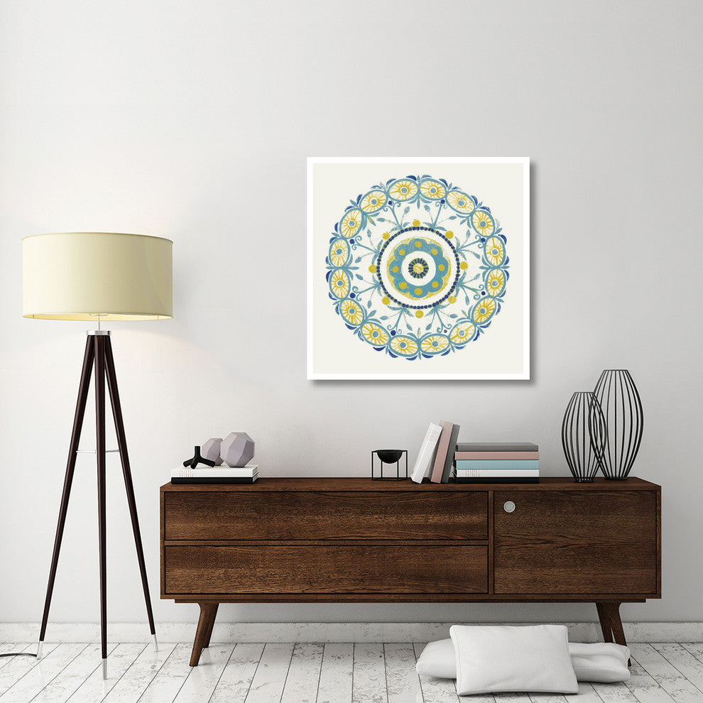 "Lakai Circle I Blue and Yellow" Digital Paper Print by Kathrine Lovell, 38"x38"