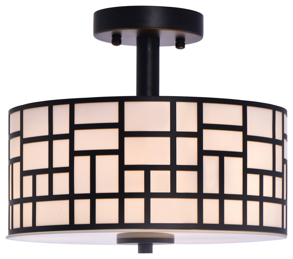 Lazzur Moselle 3 Light 12" Matte Black Semi-Flush Mount Ceiling Light