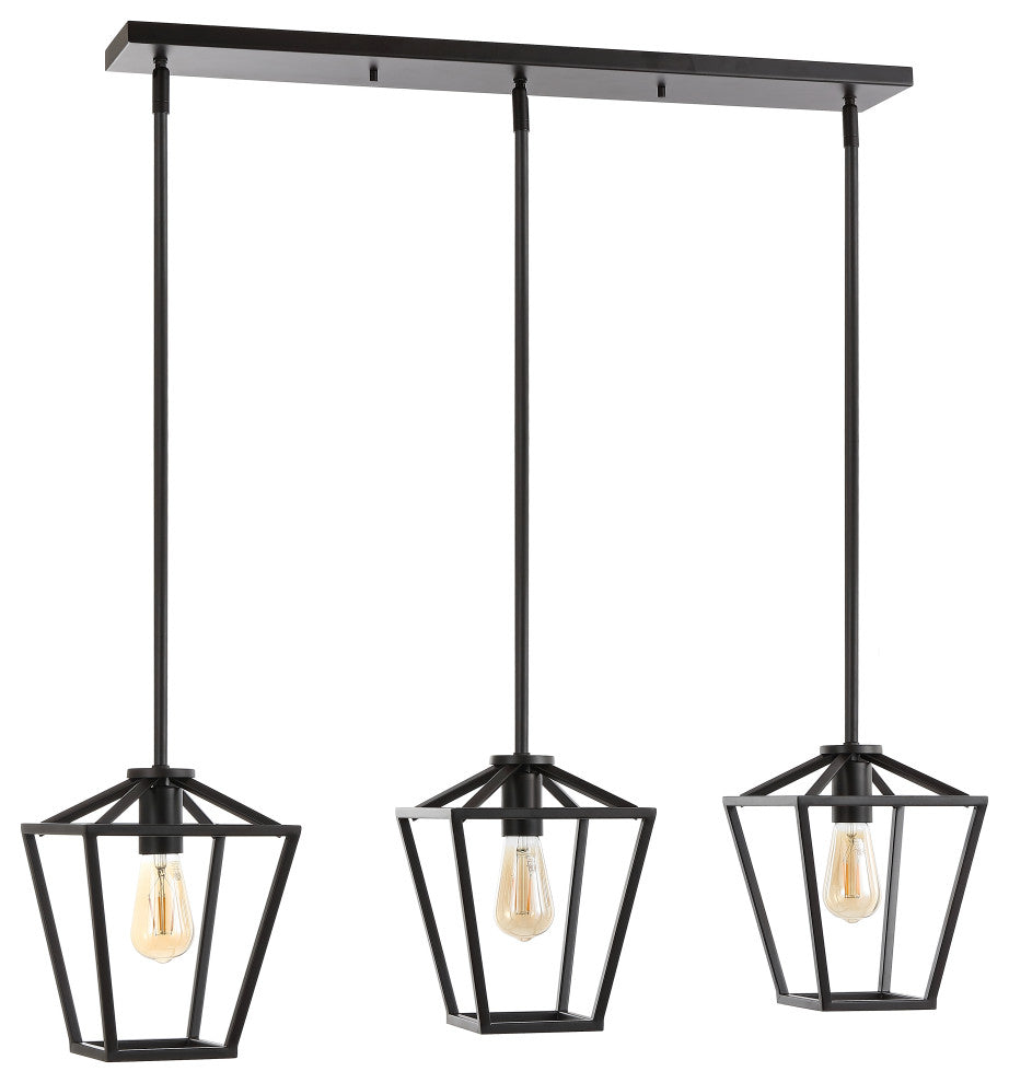 Grace Industrial Farmhouse Iron LED Pendant, Oil Rubbed Bronze, 3-Light
